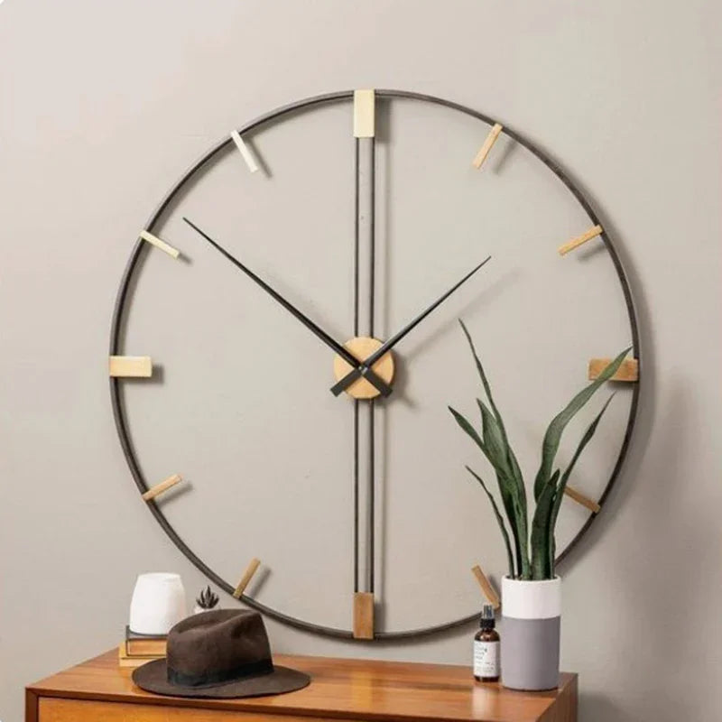 horloge murale nordique en métal design silencieux pour décoration moderne - vue 5 sur 6