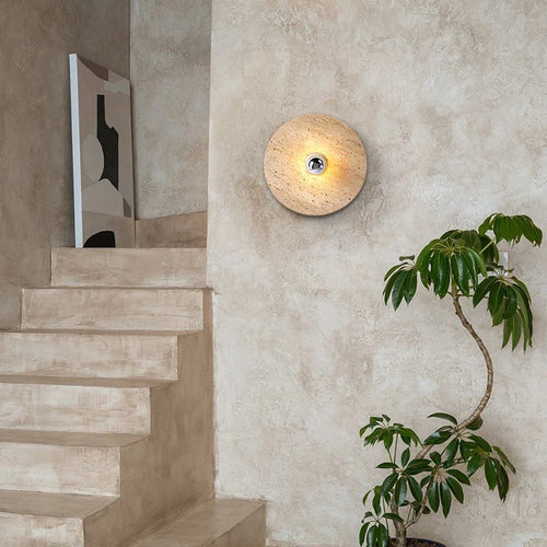 applique murale led rétro avec pierre naturelle ronde