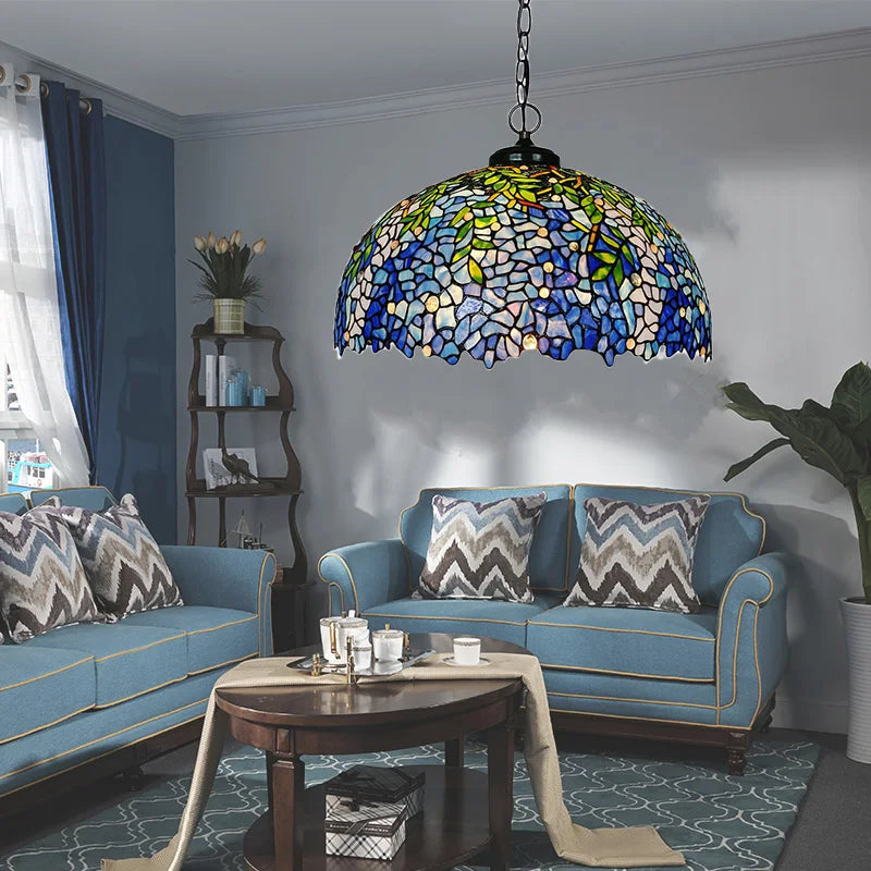 Tiffany suspension vitrail glycine abat-jour suspension salon hôtel Villa rétro Art créatif suspension - vue 4 sur 10