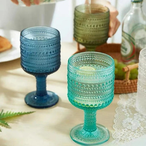 verres à vin rétro gaufrés pied haut multiusage