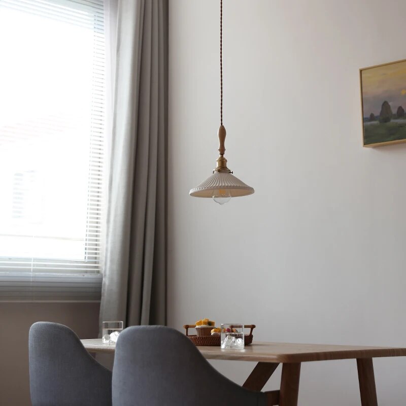 suspension led cuivre bois décor simple moderne intérieur - vue 7 sur 29
