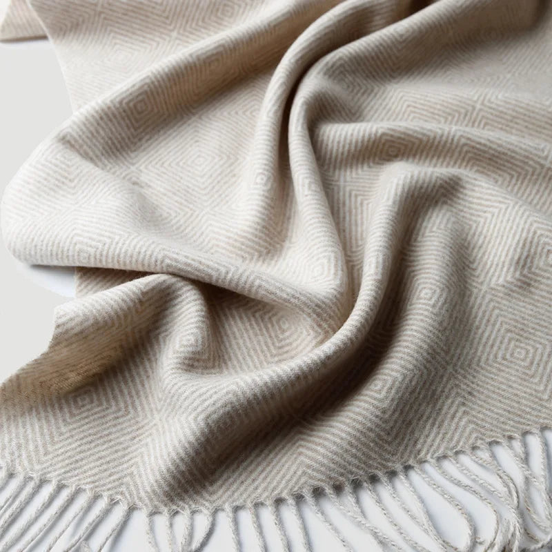 plaid laine franges motif spiral style doux confortable