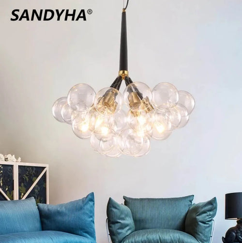 SANDYHA boule de verre bulle lustre haute qualité matériel lampadaire Art décoration de la maison LED lampe suspendue personnalité chambre E27