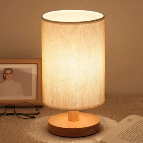 Lampe de chevet bois lanterne cylindrique abat-jour déco maison nouveau 2023