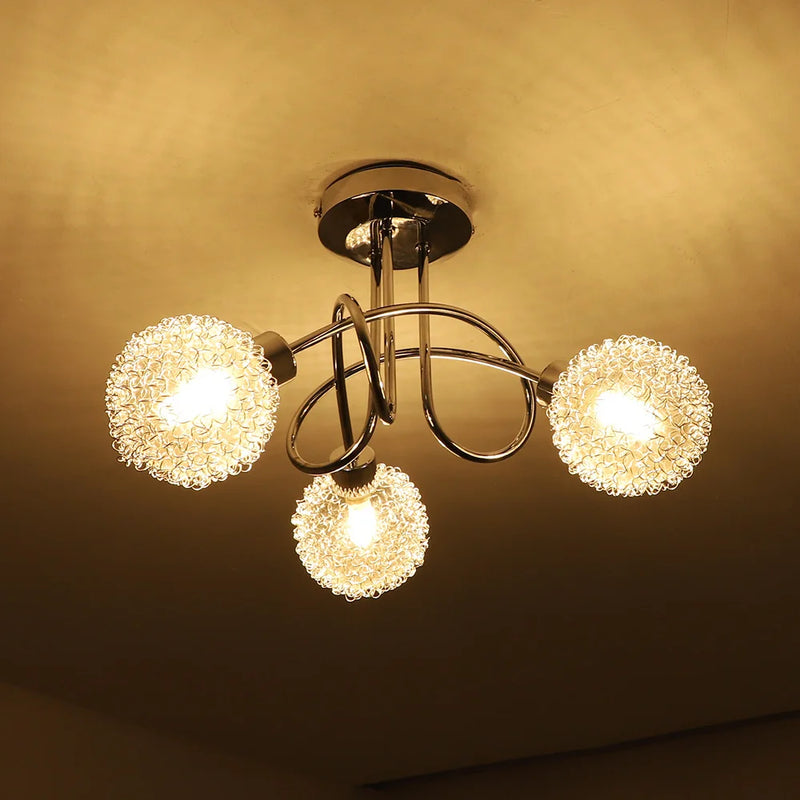 Depuley Plafonnier semi-encastré à 3 lumières - Lustre Spoutnik avec abat-jour en fil de forme globe pour chambre à coucher