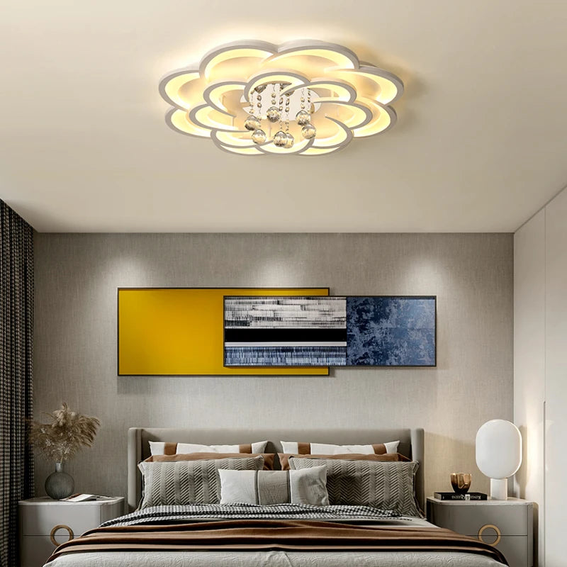 plafonnier led moderne en cristal gradation circulaire - vue 4 sur 6