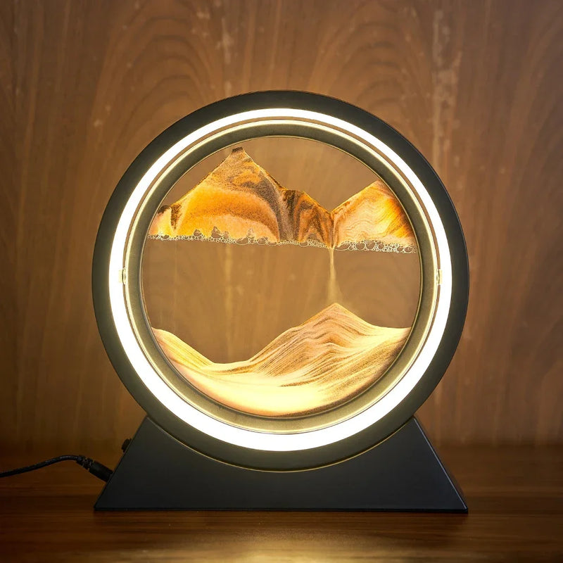 lampe de table créative avec sable mouvant 3D décoratif