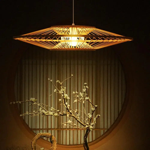 lustre artistique rétro en bambou style chinois pour décoration