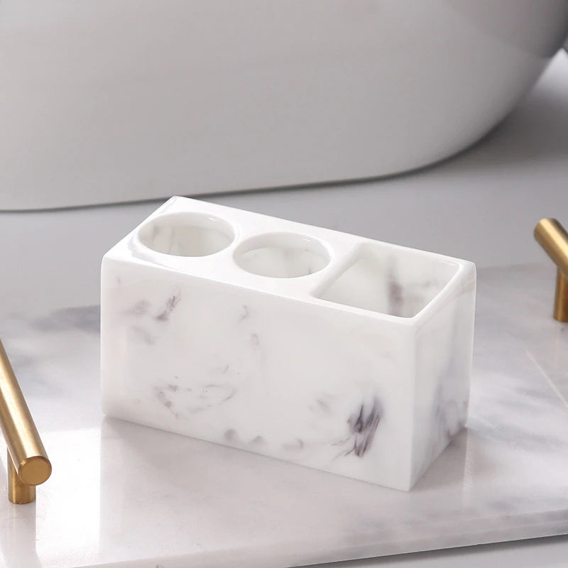 support brosse à dents créatif en résine marbrée multifonction