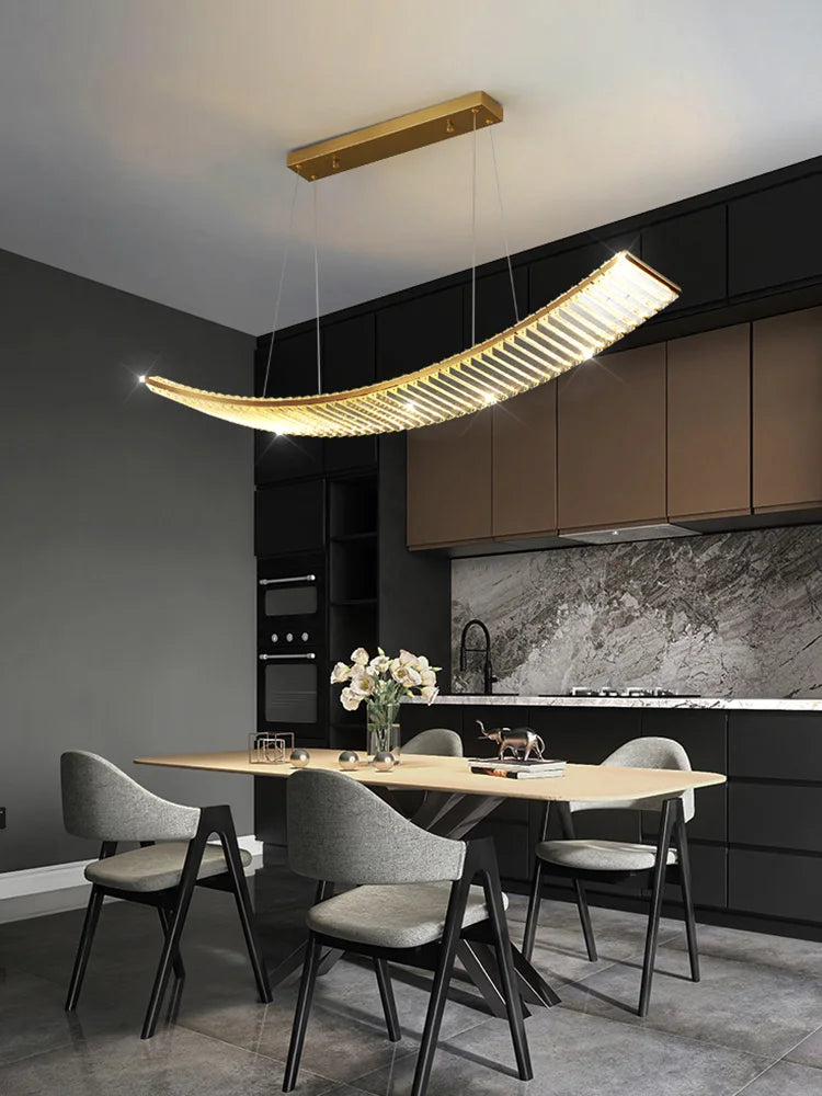 lustre led nordique en cristal pour cuisine moderne