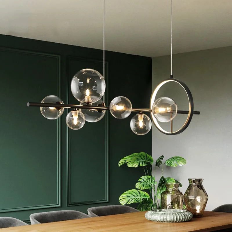 lustre led moderne en verre bulle avec cordon réglable - vue 4 sur 18
