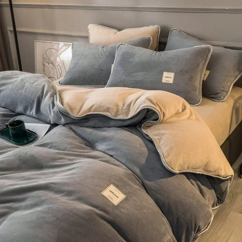 housse de couette en velours corail douce et moelleuse