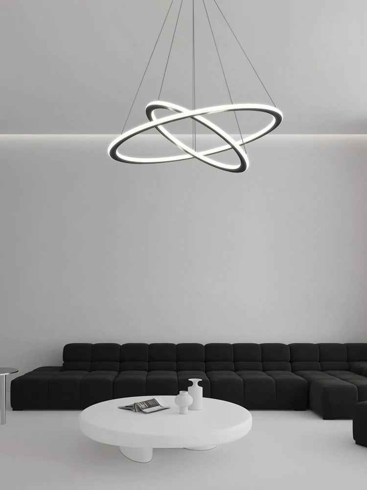 lustre à anneaux circulaires minimaliste à intensité variable - vue 3 sur 10
