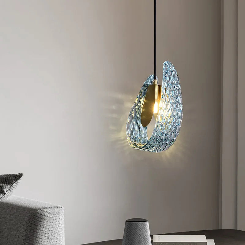 suspension en verre moderne petite lampe à main - vue 5 sur 8