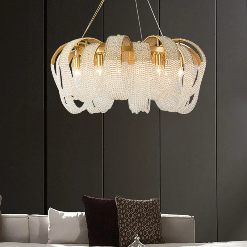 Lustre en cristal à pampilles de luxe américain post-moderne - vue 7 sur 10
