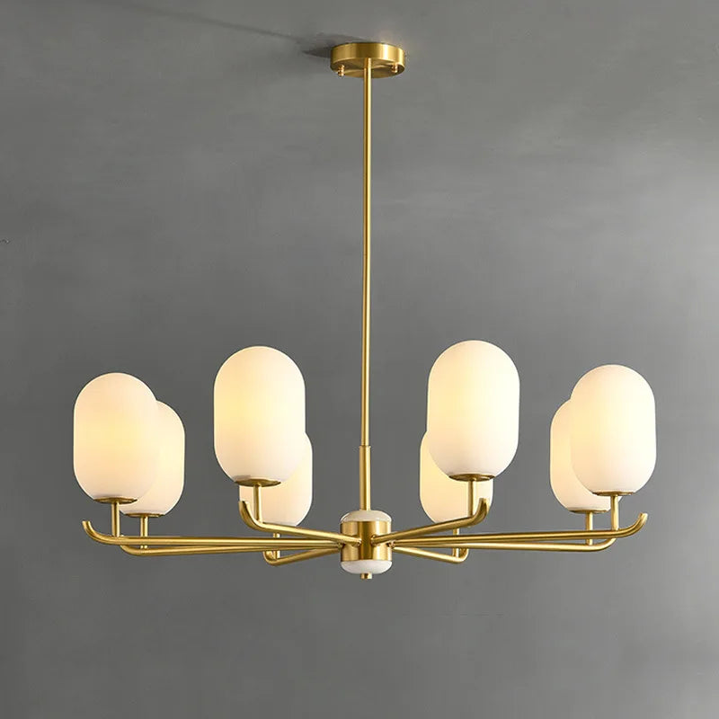 lustre style chinois luxueux en cuivre et jade - vue 4 sur 6