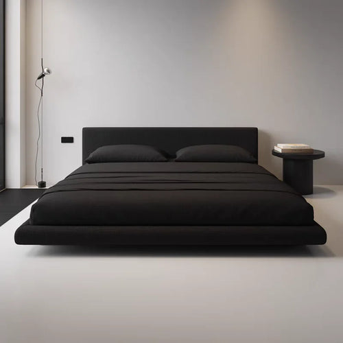 lit de luxe minimaliste moderne avec lumière noire flottante