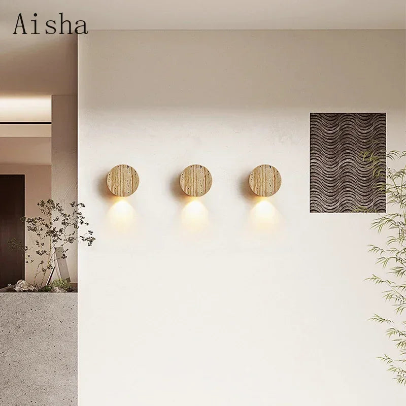 Applique murale japonaise en pierre jaune naturelle Wabi Sabi - vue 5 sur 7
