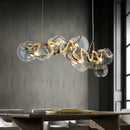 lustre moderne en verre doré pour décoration élégante