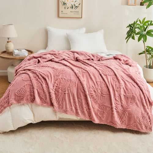 Plaid sherpa jacquard motif doux pour canapé bureau