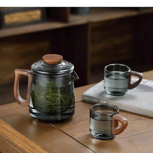 Theiere cafetiere verre portatif set tasses puer moderne