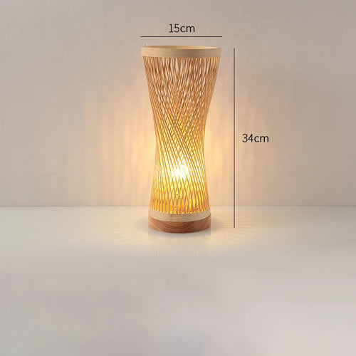 Lampe de Table en bambou tissée à la main