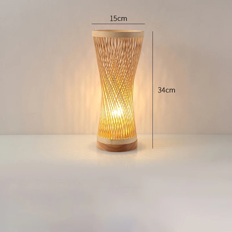 Lampe de Table en bambou tissée à la main - vue 7 sur 8