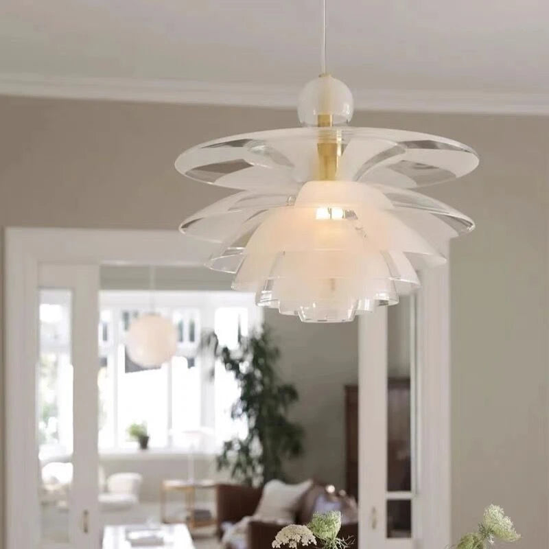 lustre en acrylique/verre moderne led en forme de pomme de pin