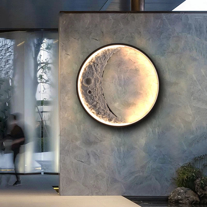 Applique murale extérieures étanche Villa cour lampe intérieure escalier allée lampe Villa mur extérieur créatif moderne lune lumière - vue 3 sur 12
