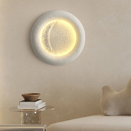 applique murale led lune 3 intensités art déco résine