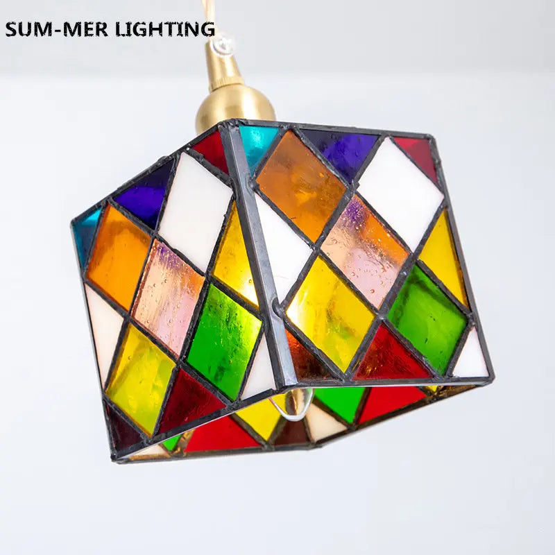 lampe suspendue nordique en laiton et verre style japonais rural rétro