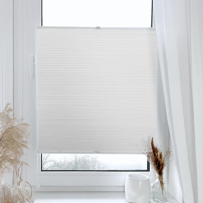 Store plissé alvéolé occultant sans perçage pour fenêtre