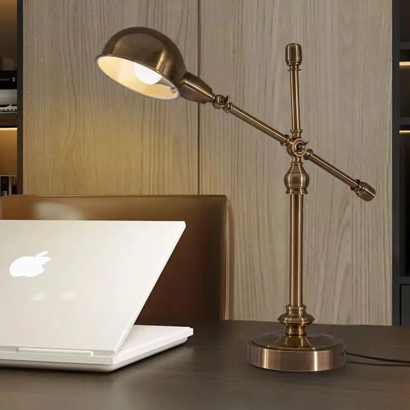 lampe de bureau en bronze style industriel rétro créatif pour travail - vue 6 sur 8