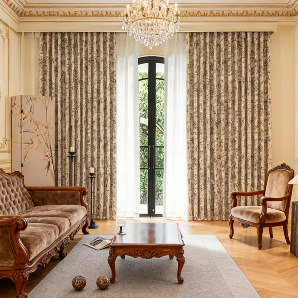 Rideau occultant imprimé style europeen pour chambre salon