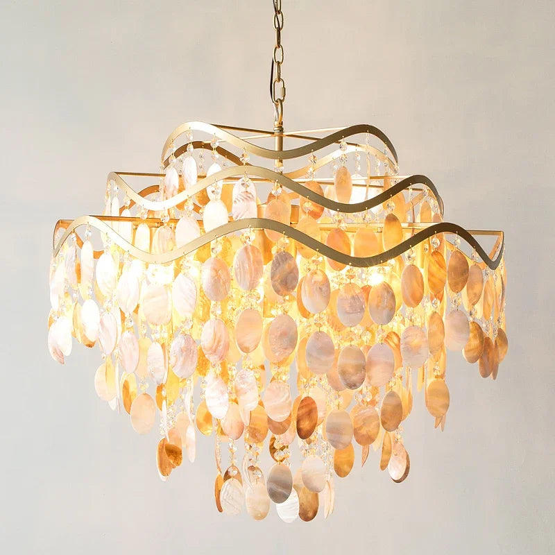 lustres led postmodernes en coquillage capiz pour décoration intérieure