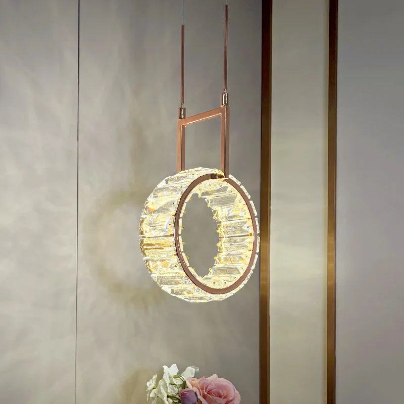 applique murale led ronde moderne en cristal de luxe - vue 5 sur 8
