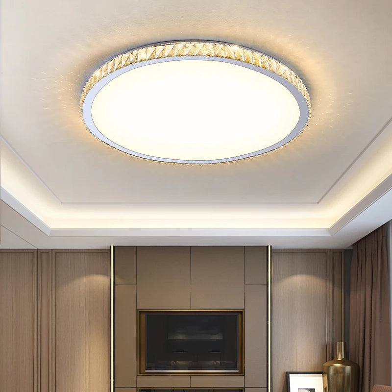plafonnier en cristal moderne luxe éclairage rond pour intérieur - vue 6 sur 18