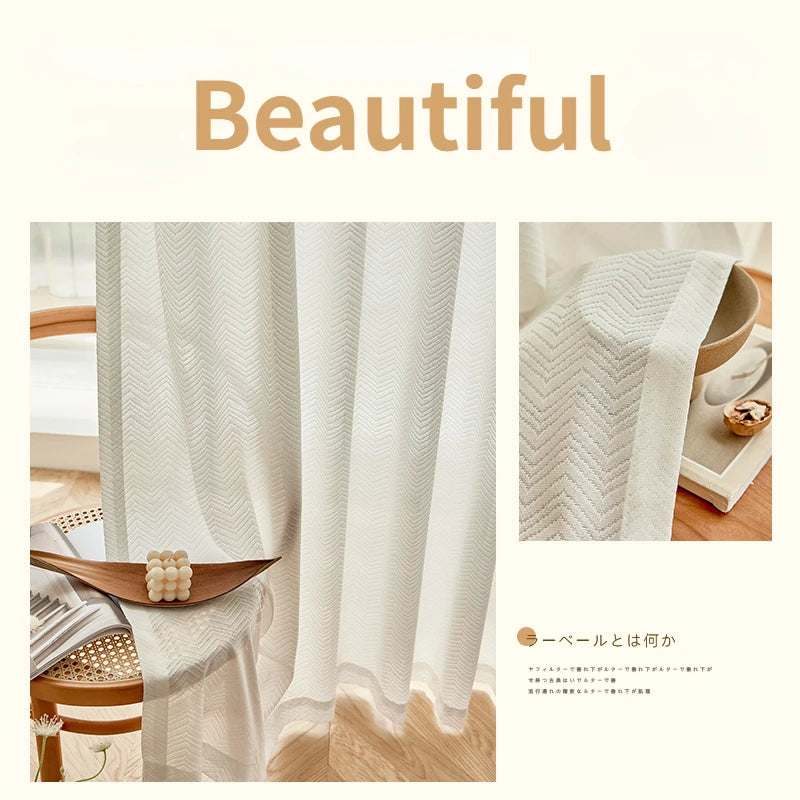 Voilage japonais plissé motif géométrique pour salon chambre