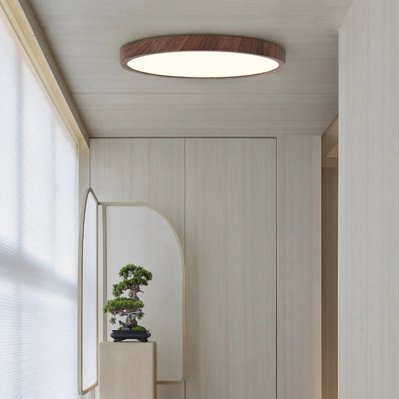 lustre nordique en bois massif avec lumières led simples - vue 5 sur 18