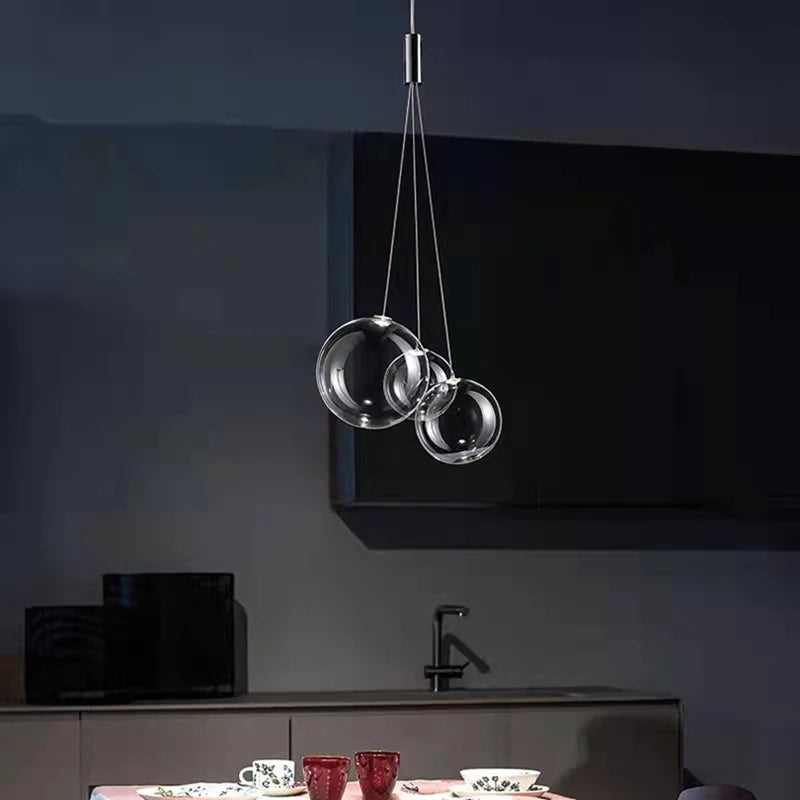 suspension bubble ball led en verre avec fil réglable