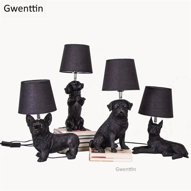 lampe de table moderne pour chiot en résine décorative - vue 5 sur 16