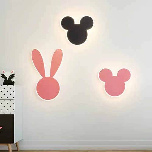 Fille enfant enfant chambre décor éclairage de nuit rose lapin appliques intérieur maison lapin bébé chambre belle bande dessinée lampe à LED