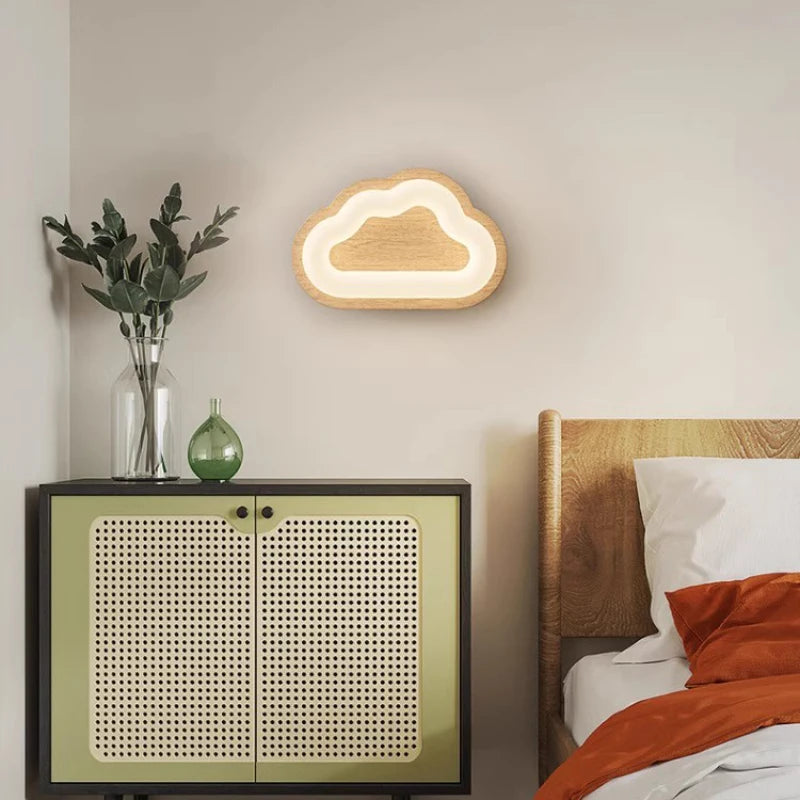 applique murale en bois massif nuage pour chambre d enfant - vue 5 sur 9