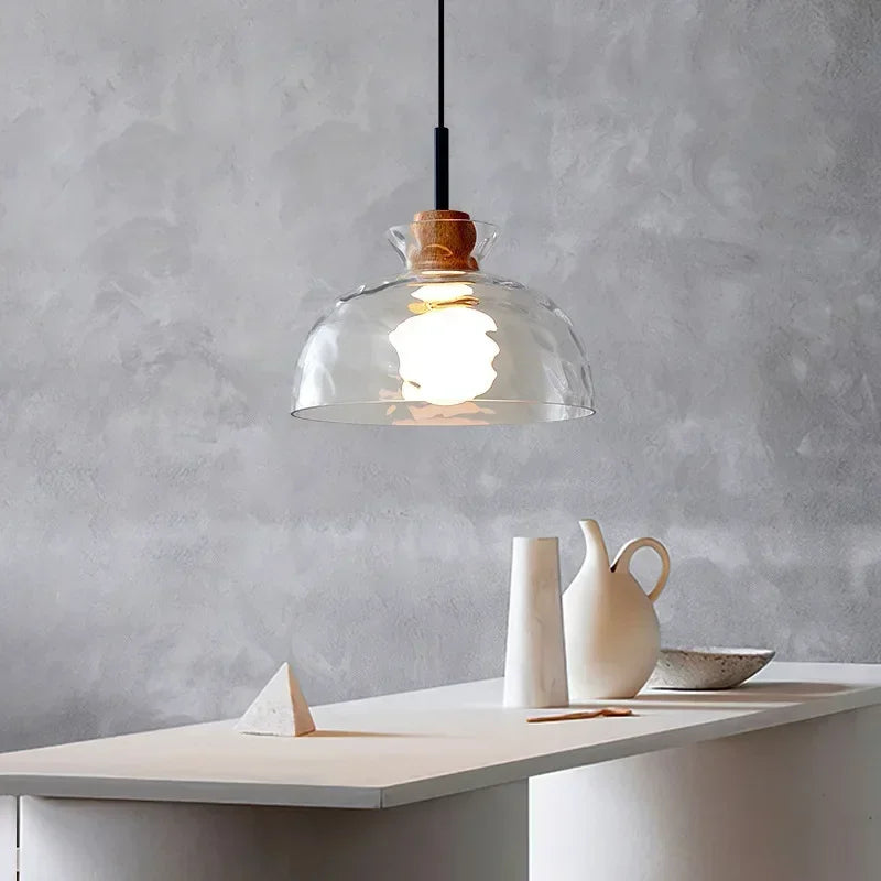 SANDYHA Lustre en verre nordique Lampara Colgante Techo lampe à LED chambre Restaurant De Chevet Lustres De Plafond éclairage suspendu