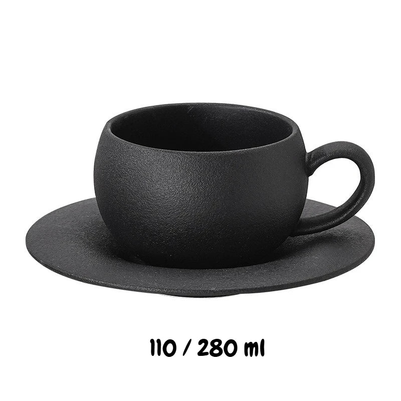 Mug ceramique style pierre volcanique avec soucoupe