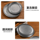 Assiettes rondes acier inoxydable martelé style rétro service