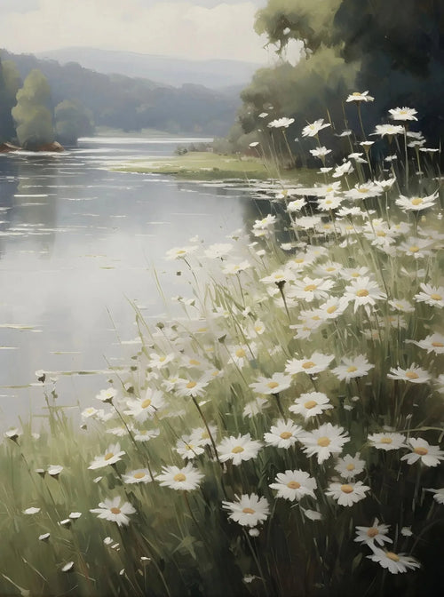 peinture vintage de campagne avec fleurs sauvages décor mural