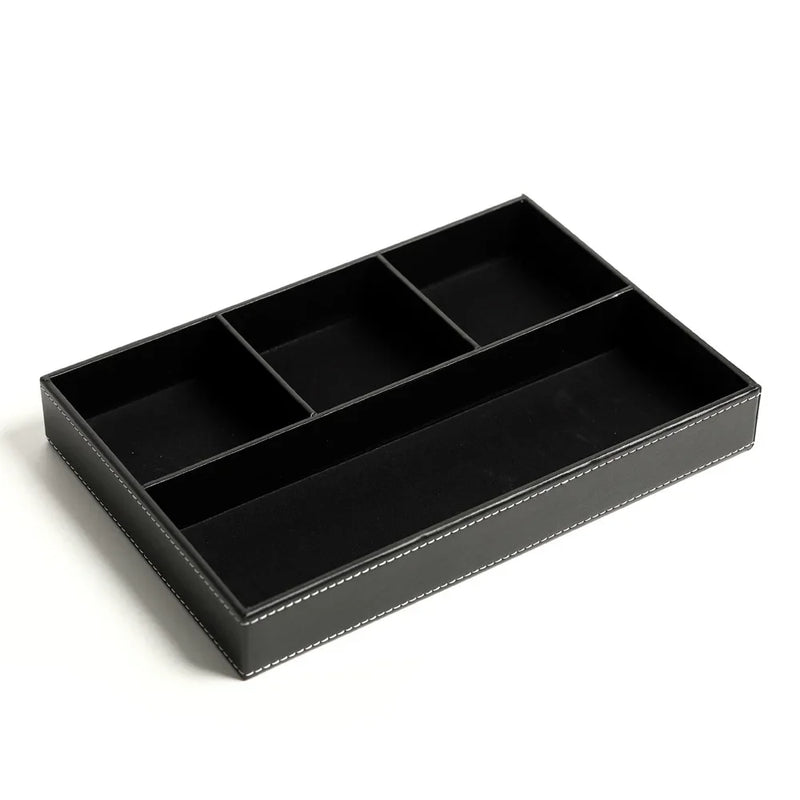 plateau de rangement en similicuir avec 5 compartiments pratiques