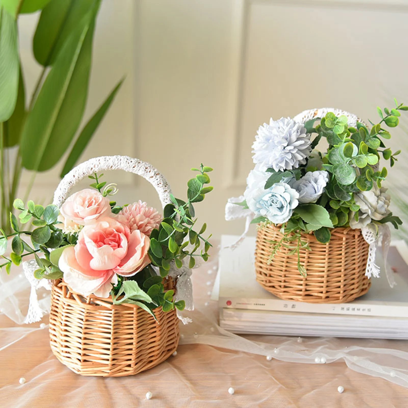 panier à fleurs mariage avec nœud papillon grande capacité polyvalent - vue 6 sur 16
