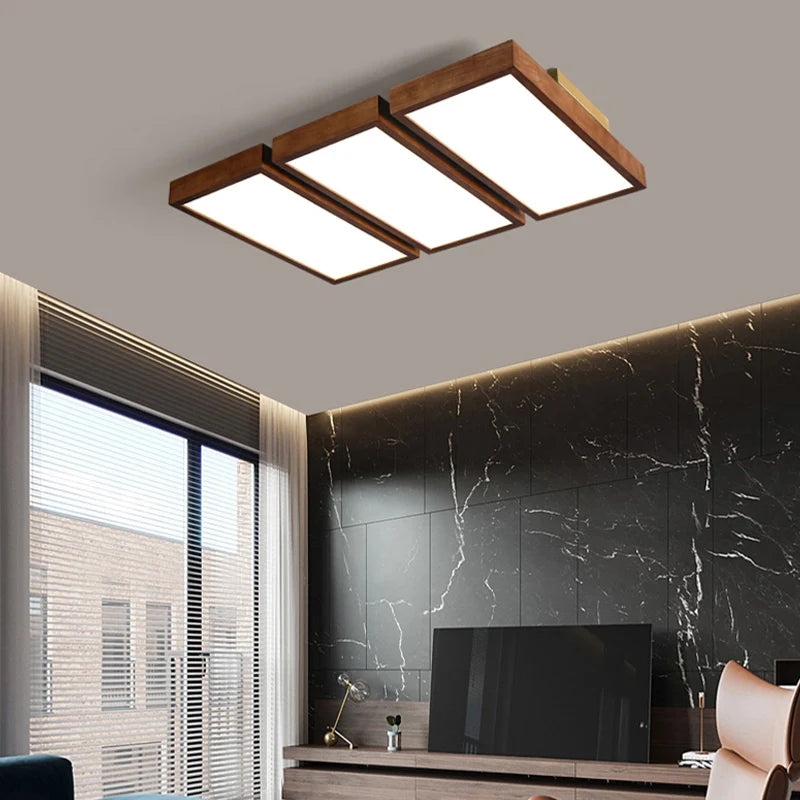 lustre à led moderne pour intérieur design en bois - vue 3 sur 9